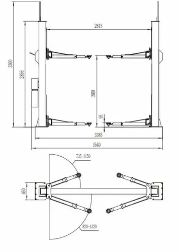 Podnośnik dwukolumnowy MJWELS40M, zasilanie 230V-4T 10