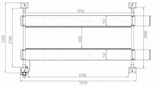 Podnośnik czterokolumnowy, płaskie najazdy 2