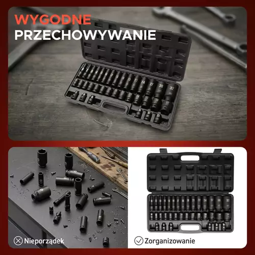 Zestaw nasadek udarowych 1/2 długie krótkie 35 SZT 6-kątne 8-32 7