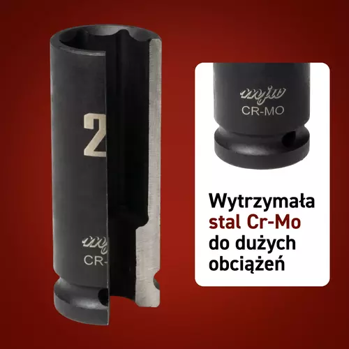 Zestaw nasadek udarowych długich 1/2" 17 19 21 mm 3