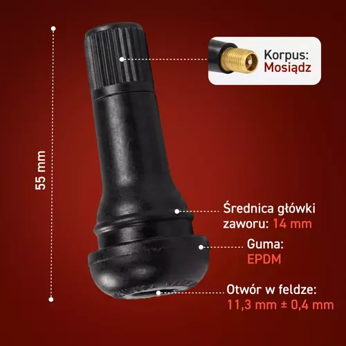 Zawór TR413 EPDM wentyl bezdętkowy do kół samochodowych 100 sztuk 6
