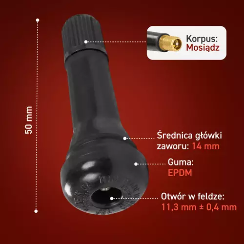 Zawór TR414 EPDM wentyl bezdętkowy do kół samochodowych 100 sztuk 6