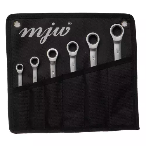 Komplet klucze płasko oczkowe z grzechotką 6 kluczy 8-19 mm 1