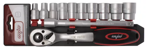 Zestaw nasadek 1/2" 12-kąt z grzechotką i przedłużaczem 1