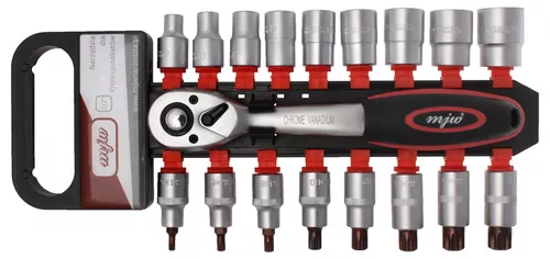 Zestaw nasadek 1/2" 6-kąt i SPLINE z grzechotką 1